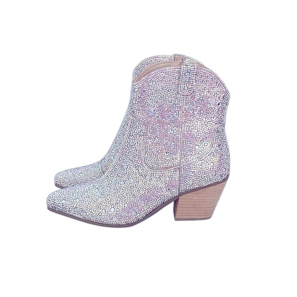 Women's New Sparkling Rhinestone Shayne Western style ankle boot WOMENS size 8.5 - Picture 8 of 13